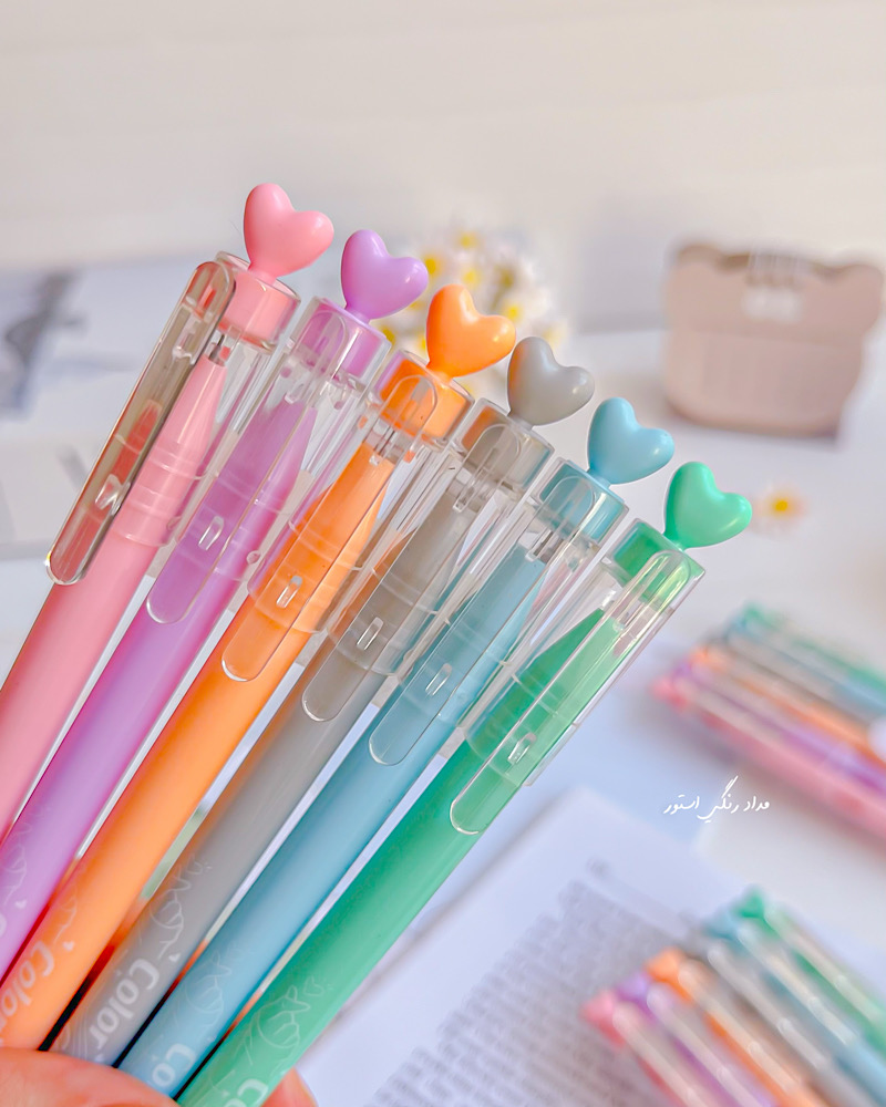 روان نویس رنگی ۶ تایی قلب